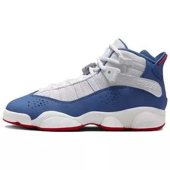Air Jordan Jordan 6 Rings GS White True Blue Детские кроссовки Университет-красный светло-стальной-серый 323419-140 36.5