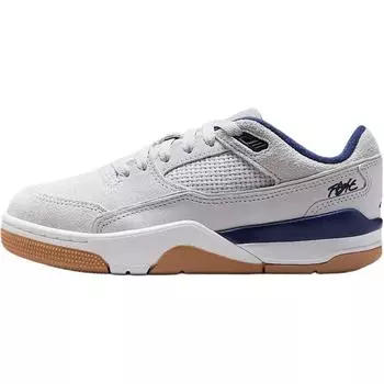 Air Jordan Jordan Flight Court GS Нейтральный Серый Полуночный Синий Резина Детские Кроссовки Белый Резина-Светло-Коричневый HF3333-004 36