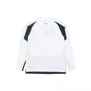 Air Jordan Jumpman Color Block Быстросохнущая футболка с круглым вырезом и длинными рукавами Мужские топы Белый CV2352-100 L
