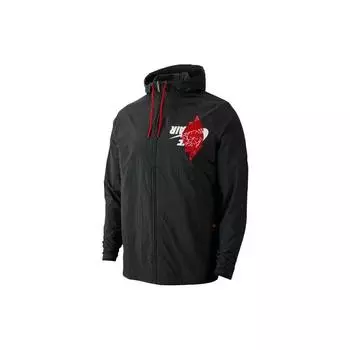 Air Jordan Jumpman Повседневная спортивная куртка с капюшоном и застежкой-молнией с буквенным узором Мужские куртки черного цвета BQ8476-010 S