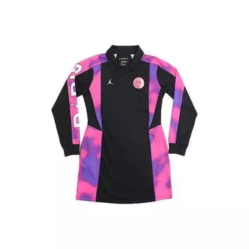 Air Jordan Paris Saint Germain Повседневное спортивное трикотажное платье с длинным рукавом Женские платья Черный CZ7502-010 L