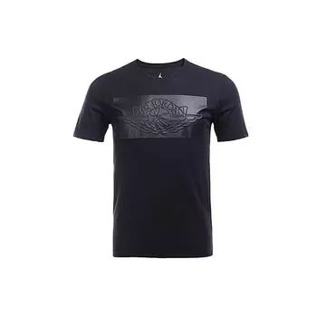 Air Jordan Pattern Print Свободная футболка с круглым вырезом и короткими рукавами Мужские топы Черные 801055-010 S