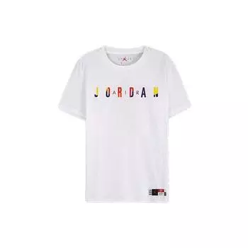 Air Jordan Повседневная спортивная футболка с коротким рукавом и круглым вырезом, мужские топы, белые DA6768-100 XXXL