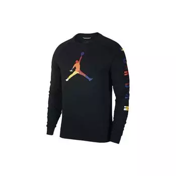 Air Jordan Повседневная вязаная баскетбольная толстовка с круглым вырезом Мужские топы Черный CQ7593-010 XL