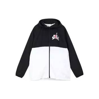 Air Jordan с логотипом Alphabet и цветными блоками, баскетбольная куртка с капюшоном, мужская куртка, черный, белый цвет CK2218-010 M