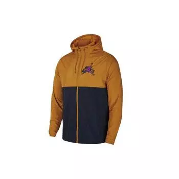 Air Jordan с принтом алфавита и цветными блоками, баскетбольная куртка с капюшоном, мужская верхняя одежда, оранжевый, черный CK2218-710 L