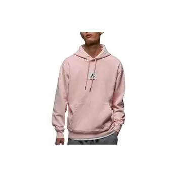 Air Jordan Solid Logo Patch Спортивный повседневный свободный пуловер с капюшоном Мужские топы Светло-розовый DR3088-610 XXL