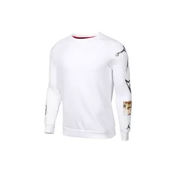Air Jordan Sport Повседневная толстовка с круглым вырезом и длинными рукавами с принтом, мужские топы, белые CD5872-100 XXL