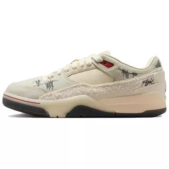 Air Jordan Who Decides War x Jordan Flight Court The World Is Your Court - Креповые женские кроссовки кремового цвета с кокосово-молочным и университетским красным оттенком HQ2958-100 35.5