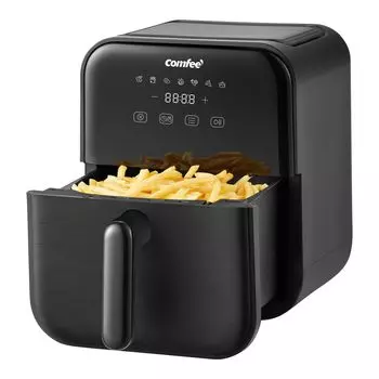 Air Large Electric Air Fried 7 Menu Бытовая температура Автоматическая мощность Автоматическое приготовление пищи LED PSE Black Comfee Фритюрница, 4 л, емкость, без масла,