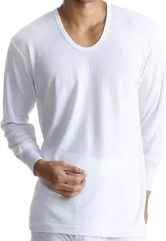 Air Merry Cotton U Neck Undershirt Heat Retention Quilt Double Fabric White [Angle] Men s