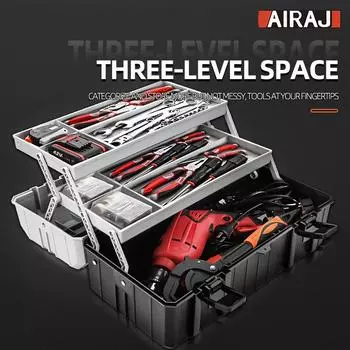 AIRAJ 16In Многофункциональный ящик для инструментов Трехслойный складной органайзер для инструментов электрика Аксессуары для домашнего оборудования Портативный инструмент для хранения