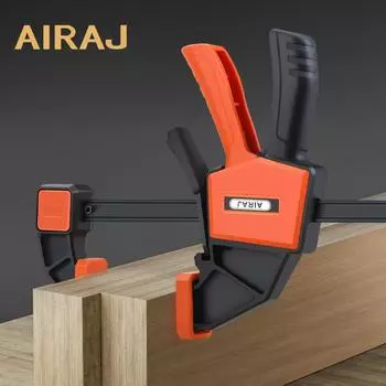 AIRAJ 6-дюймовый зажим для деревообработки F-типа, сильная сила зажима, быстрое сжатие, быстросъемный храповой механизм, комплект зажимов, портативный ручной инструмент для самостоятельной сборки