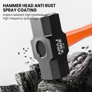 AIRAJ Octagon Hammer Тяжелый настенный молоток Цельный тяжелый ручной молоток для удаления стен Мягкая ручка Молоток из цельного железа Строительный инструмент