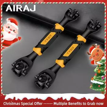 AIRAJ Wrench Eight in One Anti Slip Rubber Handle Chromium Vanadium Steel Durable Multi Functional Manual Tool