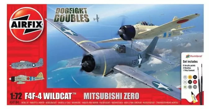 Airfix Grumman Wildcat Mitsubishi Zero Midway Dogfight Double Военная пластиковая модель времен Второй мировой войны Подарочный набор A50184 F-4F4 и 172
