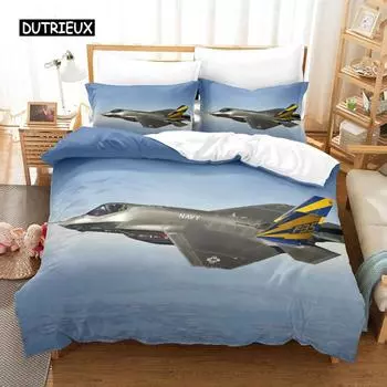 Airplane Fighter Duvet Cover Sky Flying Fighter Bedding Set for Kids Teens Boys Modern Cool Airplane Theme Bedroom Decorations EU single(135x200cm)