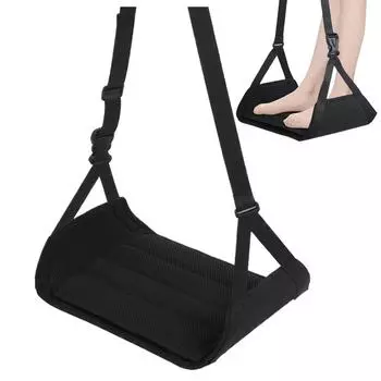 Airplane Foot Hammock Airline Foot Rest With Removable Pad Adjustable Strap Foot Hammock With Memory Foam For Travel чёрный