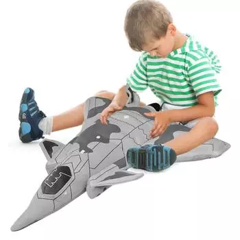 Airplane Model Plush Soft Throw Pillow With Blanket Large Padded Space Plush Airplane Toy Cushion One Size