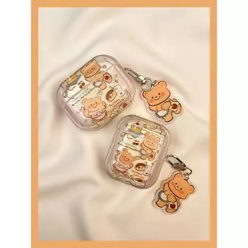 Airpod3 Apple Pro Earphone Case Second Generation Wireless Bluetooth 4 Third Generation 1 Applicable Aipods2 Generation Airpodpro Fourth Generation 5 Airpods 3 Cartoon butter Bear single shell