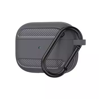 Airpods3 Soft Case Airpods2 Protective Case Drop-Resistant Scratch-Resistant Second-Generation Carbon Fiber Pattern Matte Trendy Brand Hook Apple AirPods 2 [Fiber matte] Gray