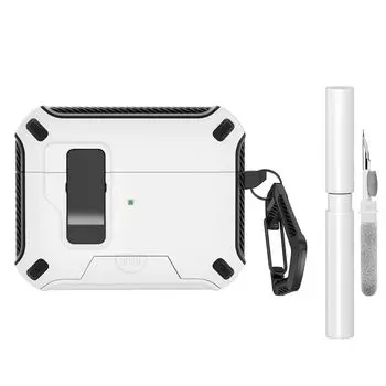 Airpods4 Noise Reduction Version Lock Earphone Case 1/2 Generation Creative Mobile Phone Holder Headphone Case Soft Case Drop-Resistant 3 Generation Apple AirPods 3 White [send cleaning pen]]