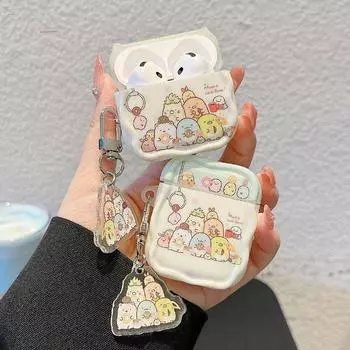 AirPods Pro2 Generation Protective Case Apple Headphone Case Airpods3/4 Wireless Bluetooth Earphone Cover 1/2 Generation Silicone Earphone Case Apple AirPods 4 Corner creature + pendant