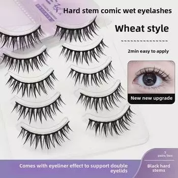 Airy Comic Wet 09 False Eyelashes - Thick, Curled, Photogenic, Single Piece