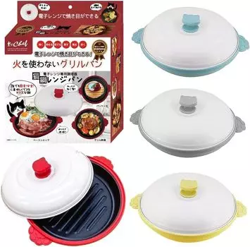 AiS to you Микроволновая печь Кухонная утварь Сковорода-гриль Chef Cat Pot Сковорода-гриль с крышкой Рецепт в комплекте Приготовление в микроволновке Рыба на гриле Приготовление на гриле