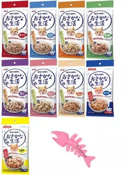 Aishia Fish Life 180 г x 3 Корм для кошек 9 видов x всего 9 штук Ассорти в нашей эксклюзивной картонной коробке Включает игрушку для питомца (60г пакеты) 1, магазин (Офиш