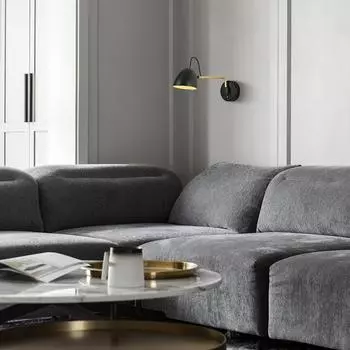 Aisilan LED Dimmable Swing Arm Настенный светильник с сенсорным выключателем, регулировка яркости, настенное бра для прикроватного кабинета, гостиной 7W Dimmable&3000K-6000K чёрный