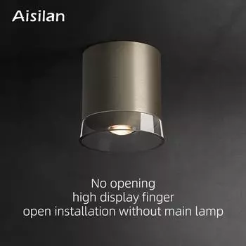 Aisilan LED Surface Mounted Downlight 7W High CRI 97 Nickel Color Double Lens Ceiling Spot Light for Living Room Hallway Bedroom 7W&Nickel теплый белый