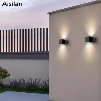 Aisilan светодиодный настенный светильник водонепроницаемый садовый настенный светильник вверх и вниз светящийся прожектор для балкона лестницы террасы IP65 AC85-260V 6W&Warm White (2700-3500K)&110V чёрный