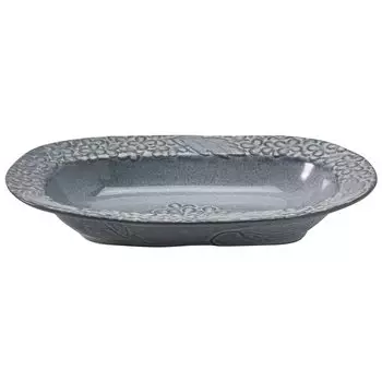 Aito Aito Seisakusho Oval Bowl Curry Plate Pasta Plate 26 x 16 cm Gray Mino Ware Antique Style Microwave Dishwasher Safe Made in Japan 267892 Lien