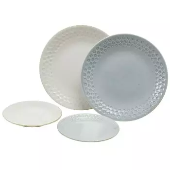 Aito Aito Seisakusho Plate Dish Pasta Plate Pair 4 Piece Tableware Set Microwave Dishwasher Safe Mino Ware Made in Japan 113505 Fog White/Gray