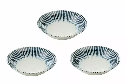 Aito Container Bowl Boiled Oden Bowl Set of 3 Medium Bowl WhiteNavy 560ml Mino Ware Tokusa Simmered & Oden Bowl (Набор из 3 шт.) Размер: приблизительно. Диаметр