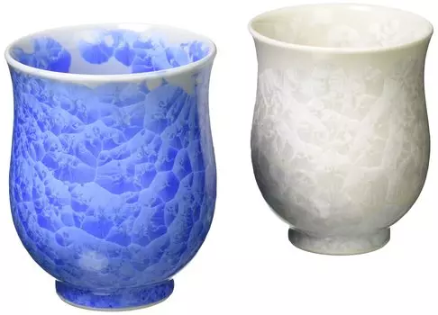 Aito Kyoto Ware Kiyomizu Ware Ceramic Kiln Tea Cup Set Tea Cup Flower Crystal KTA169 (Blue/White)