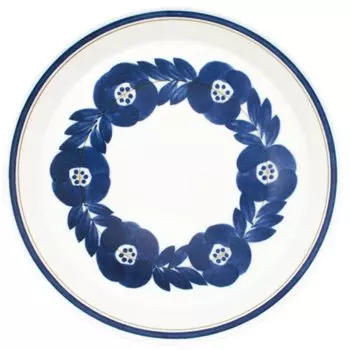 Aito Manufacturing Plate Large Plate Pasta Plate Curry Plate L 23cm Lightweight Blue Flower Container Navy Blue Mino Ware Microwave Dishwasher Safe