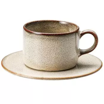 aito Seisakusho Coffee Cup and Plate Approximately Feel the Mino Dishwasher Made in Japan 113514 ITSUMO Always Set, 250ml, Moment, Beige, Ware, бежевый
