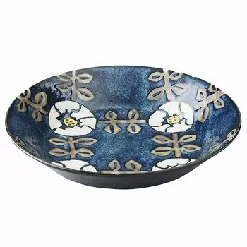 aito Seisakusho Curry Plate Pasta Plate 21cm Navy Blue Floral Pattern Stylish Dish Scandinavian Tableware Mino Ware One Plate Serving Plate Dishwasher