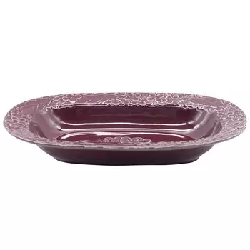 Aito Seisakusho Lien Oval Bowl Curry Plate Pasta Plate Approximately 26 x 16 cm Purple Mino Ware Antique Style Microwave Dishwasher Safe Made in