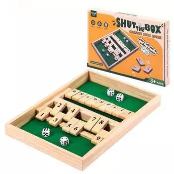 AIUAZA Shutbox Кости Деревянная Настольная Игра 2 Игрока Соревновательная Традиционная Семейная Настольная Веселая Математическая Игра для Праздников Игра, Игра, Бар, Путешествия, Игра, (Боевой