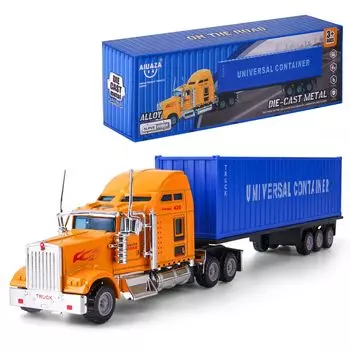 AIUAZA Truck Degradable Cargo Container Children Truck Toy Alloy Semi Boys Trailer Toy 1/65 Модель, Модель, Модель, Грузовик, Грузовик,