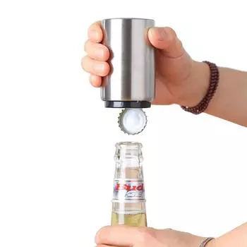 Aixiangru-автоматическая открывалка для пивных бутылок, магнитная открывалка для пива, нержавеющая сталь, открывалка с нажатием, открывалка для винных и газированных бутылок, кухонный инструмент серебряный