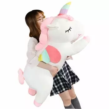 AIXINI плюшевая хлопковая подушка для обнимания единорога, мягкая мягкая кукла, подарок для детей, подушка, животное, подушка, (80см, Белый)