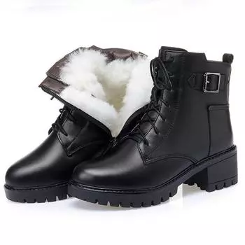 AIYUQI/женские ботинки, зимняя обувь из натуральной кожи, новинка 2020 года, повседневные женские мотоциклетные ботинки, модные шерстяные теплые женские военные ботинки