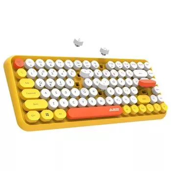 Ajazz 308i Bluetooth-клавиатура с круглым колпачком для клавиш, 10 м, Bluetooth-соединение, 84 клавиши для Windows 2000, серый