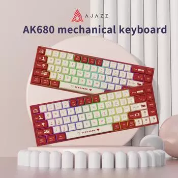 AJAZZ AK680 Проводная механическая клавиатура 68-клавишная механическая клавиатура с полным набором клавиш и возможностью горячей замены, разноцветная подсветка