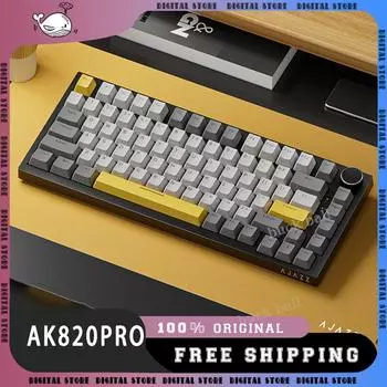 Ajazz AK820Pro Gamer Mechanical Keyboard 3 Mode USB/2.4G/Bluetooth Wireless Keyboard RGB Backlight Hot Swap Gamer Keyboard Gifts