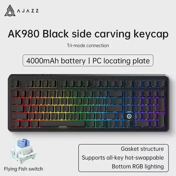 AJAZZ AK980 Беспроводная игровая Bluetooth-клавиатура для игр и офисного использования чёрный